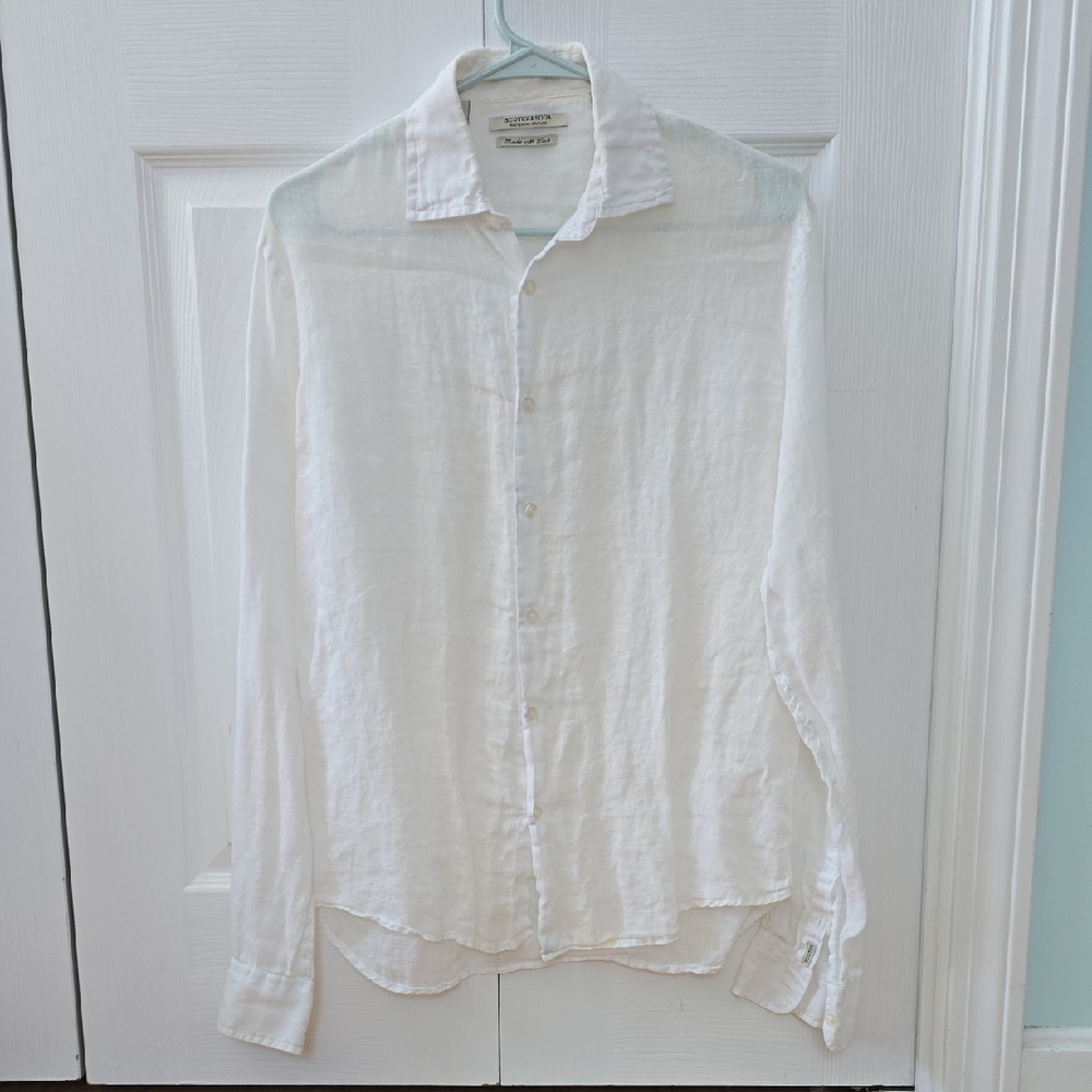 Scotch & Soda Men's White Casual Button Down Shirt